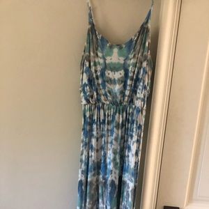 Lush Maxi Dress - Tye Dye Green, Blue, Gray